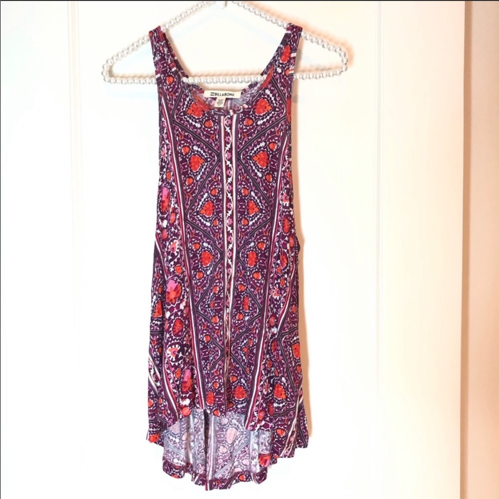 Billabong Flowy Tank Top Print Pink Orange Size S